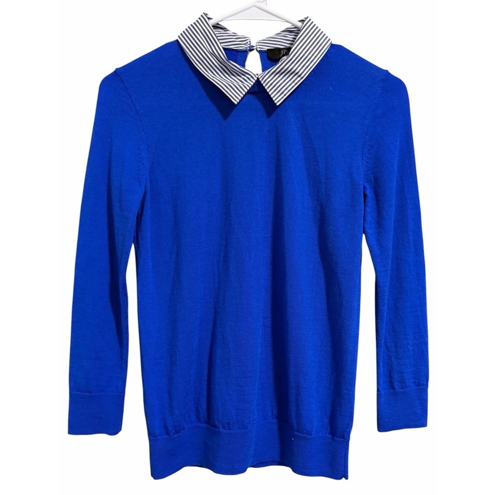 J. Crew Carolyn‎ Collared Fitted Merino Wool Sweater Cobalt Blue Women's Size XS